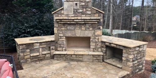 Stone Fireplace & Patio